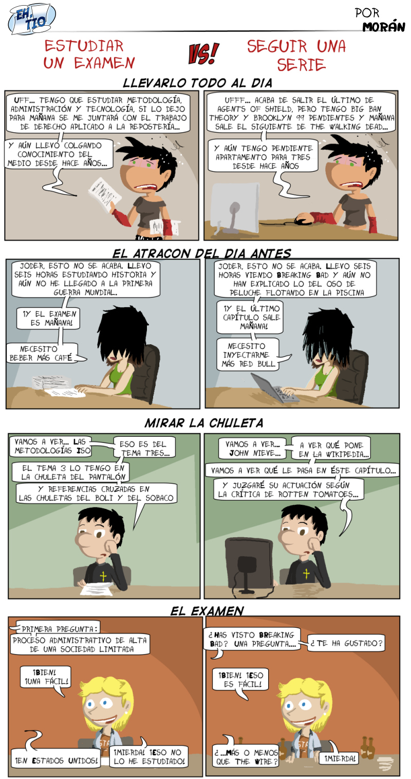 Sé que en mis cómics salen brujas, viajes dimensionales, pingüinos que hablan... pero poner a alguien viendo una serie en la TELE me parecía demasiado surrealista