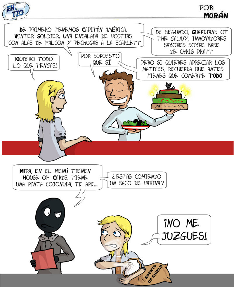 ¡Y lo peor es que no puedo dejar de comerla! ¿Cómo puedo mirar a Iron Man a los ojos si no?