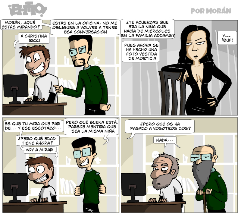 Y acabo de ver que la foto era un fotomontaje. Es Lunes, estoy cansado, y Cristina Ricci tiene 35 putos años, dejadme en paz, soy viejo. Y Mon más, tanto que muere de viejo fuera de plano.