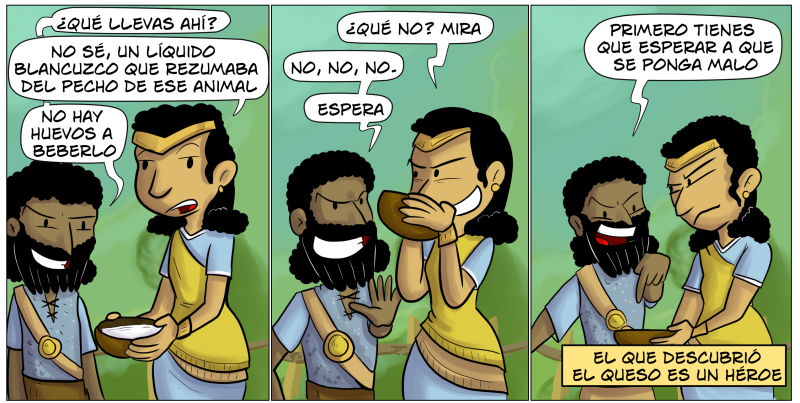 Que se me haya ocurrido esta tira tras beber de un brick de leche que llevaba X tiempo en la nevera es casualidad.