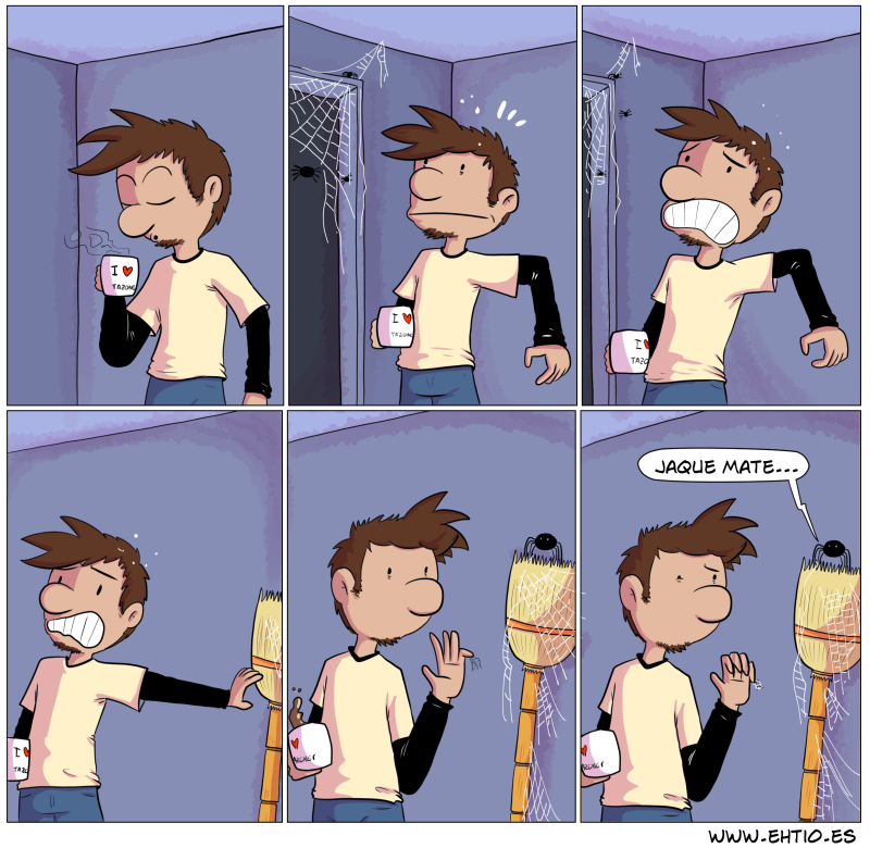 Como viñeta extra, os podéis imaginar la última de la última vez que tuve que hacer limpieza de arañas.